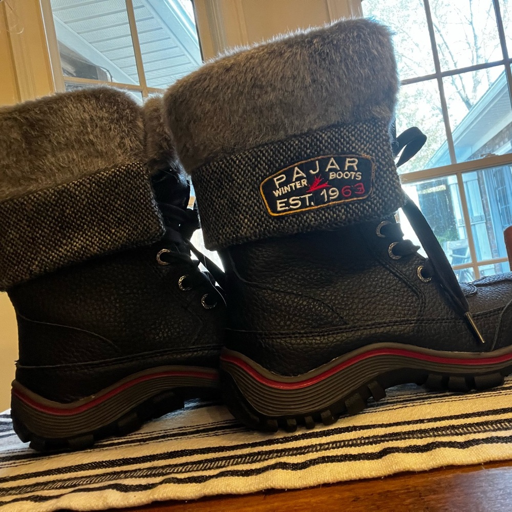 Pajar Boots - Black and Gray with Red Accent